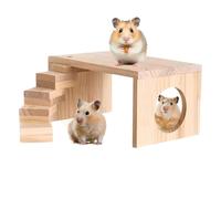 Hamster Playground, Chewing-Safe Wooden Small Animal Activity Toy, Climbing Exercise With Ladder For Dwarf Guinea Gerbils Chinchillas Mice, Promotes Agility And Behavioral Stimulation, 9.8x5.