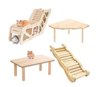 Hamster Playground - Wooden Climbing Ladder, Cage Accessories, Small Animal Exercise, Gerbil Mouse Mice, High Performance Toy, Large Size for Ferret Squirrel Playing Training