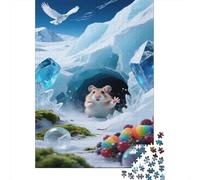 Hamster Puzzle 1000 Pièces Jouet en Bois Jeu D'Intelligence Décoration Intérieure Grotte de Glace Challenge Toy Adultes & Enfants des 14 Ans 1000pcs (75x50cm)