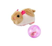 Hamster Rollspielzeug, aus weicher Plüschkörper & Rollkugel, Hamsterfigur mit Kugel, passend fuer Nager, Einsatz : Bewegung, Spiel & Lernübung, Haustier Zubehör Alltag Reise Pflege