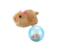 Hamster Rollspielzeug, aus weicher Plüschkörper & Rollkugel, Hamsterfigur mit Kugel, passend fuer Nager, Einsatz : Bewegung, Spiel & Lernübung, Haustier Zubehör Alltag Reise Pflege