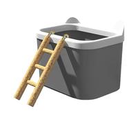 Hamster Sand Box - Removable Pet Bowl for Grooming | Clear Acrylic Basin with Wooden Rungs & High-Walled Splash Guard for Habitats, Carriers, Terrariums and Burrowing Play