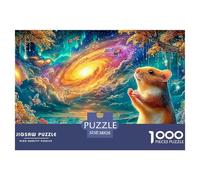 Hamster sous l'aurore, la Galaxie et Les Gouttes Lumineuses Puzzle De 1000 Pièces Cochon d'Guinée Mignon Idéal pour Hommes, Femmes, Personnes Âgées Et Seniors 38x26cm/1000pcs