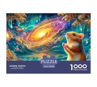 Hamster sous l'aurore, la Galaxie et Les Gouttes Lumineuses Puzzle De 1000 Pièces Cochon d'Guinée Mignon Amusement De Jeu d'esprit pour Adultes Et Enfants 52x38cm/1000pcs