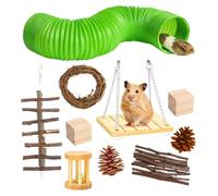 Hamster Toys Set, Hamster Wood Sticks, Soft Bunny Chew Plaything, 13.39x9.45x3.15 inches Natural Chewing Figure, Guinea Tube for Hamsters, Rodents & Chinchillas