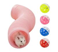 Hamster Tunnel - Foldable & Expandable Design For Small Pet Exercise | | Durable Material Interactive Play Tube with Bells Fun Exercising Toys for Dwarf Hamster & Mice Cage