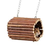 Hamster Tunnel - Wooden Hiding Tube, Chew Toy, Swing & Hammock Set