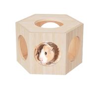 Hamster, Wood Hamster House, 6.3x5.51x3.94 inches Natural Safe Design Cage Décor Maze, Portable Habitat Accessory for Guinea Pigs, Dwarf, Lemmings and Chinchillas