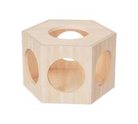 Hamster Wooden, Habitat Maze Accessory, 6.3x5.51x3.94 inches, Pet Cage Decor, Dwarf Gerbil Shelter, for Lemming Hideaway, Guinea Pig Retreat, Chinchilla Shelter, Natural Wood