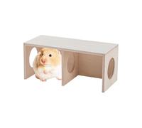 Hamsters Hide Chamber, 2-Chamber Wooden House Hamster Habitat, Hamster Habitat with Tunnel, Hamster Exploring Tunnel Toy, Wooden Hamster House, Hamster for Bedroom, Hamster Tunnel Habitat