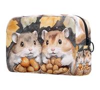Hamsters Noix dans un panier de maquillage pour femme, trousse de toilette de voyage, grande pochette de maquillage pratique avec fermeture éclair, multicolore, 18.5x7.5x13cm/7.3x3x5.1in, Trousse de