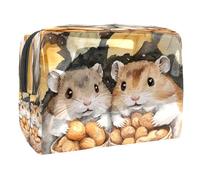 Hamsters Noix dans un panier de maquillage pour femme, trousse de toilette de voyage, grande pochette de maquillage en PVC pratique avec fermeture éclair, multicolore, 18.5x7.5x13cm/7.3x3x5.1in