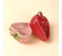 Hamtser Lot de 2 gamelles en céramique pour hamster fraise, gerbilles, hamsters nains, rats, souris, cochons d'Inde (rose + rouge)