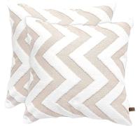 HAMUR HOME Lot de 2 Housse De Coussin 45 X 45 Cm en Velours Côtelé Décoratif Taie d'oreiller Canapé Voiture Maison Salon Chambre Lit Clic Décor Housses de Coussin (Line, Beige)