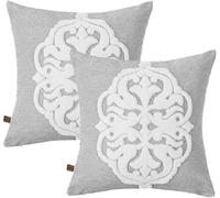 HAMUR HOME Lot de 2 Housse De Coussin 45 X 45 Cm en Velours Côtelé Décoratif Taie d'oreiller Canapé Voiture Maison Salon Chambre Lit Clic Décor Housses de Coussin (Classic, Gris)