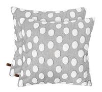 HAMUR HOME Lot de 2 Housse De Coussin 45 X 45 Cm en Velours Côtelé Décoratif Taie d'oreiller Canapé Voiture Maison Salon Chambre Lit Clic Décor Housses de Coussin (Point, Gris)