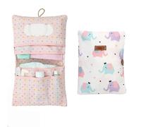 HAMUR HOME Sac a Couche de Bebe Sac a Langer Pour À Cosmétiques 2in1 Lingettes & Accessories Petit Pochette Parfait Comme Trousse de Soin de Voyage Pratique Pour de Bebe (Elephant)