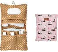 HAMUR HOME Sac a Couche de Bebe Sac a Langer pour À Cosmétiques 2in1 Lingettes & Accessories Petit Pochette Parfait comme Trousse de Soin de Voyage Pratique pour de Bebe (Swan)
