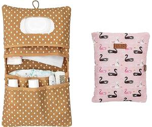 HAMUR HOME Sac a Couche de Bebe Sac a Langer pour À Cosmétiques 2in1 Lingettes & Accessories Petit Pochette Parfait comme Trousse de Soin de Voyage Pratique pour de Bebe (Swan)