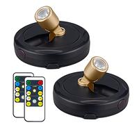 HAMVIDNE Spot LED sans fil alimenté par piles, éclairage d'intérieur avec télécommande, pour décoration murale, cible de fléchettes, peinture, œuvres d'art, placard - Doré