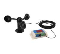 Hamwesh Anemomètre de la Grue à Tour, 3 Lames de Ventilateur de Vitesse du Vent avec USB 5V 2-12 Niveaux Alarme pour la Station de Navire de la Station Météorologique Extérieure