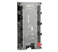 Hamwesh ARGB PWM Hub de Ventilateur Télécommande Carte Mère Synchronisation 1X8 Connecteurs de Ventilateur pour Système de Refroidissement PC pour Boîtier PC ABS Noir + Matériau PCB