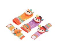 Hamwesh Baby-poignet Hochet, Chaussettes de Recherche de Pied avec des Jouets Sensoriels Doux pour les Filles des Garçons Nouveau-nés 0-12 Mois 5 Conceptions d'animaux (Type 3)