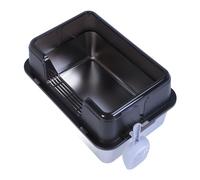Hamwesh Bac à Litière en Acier Inoxydable, Bac à Litière Spacieux pour Chat en Métal fermé de 20 L, à Haut côté avec Pelle et Tapis Antidérapant pour Chats (Black)