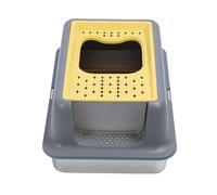 Hamwesh Bac à Litière pour Chat en Acier Inoxydable, Très Grande Entrée Avant et Supérieure Fermée avec Côtés de 13,19 Pouces de Haut pour Grands Chats, Anti-Fuite d'urine, Antiadhésif, Couvercle