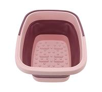 Hamwesh Baignoire de Trempage des Pieds, Baignoire de Pieds Pliable en Silicone avec Poignée de Massage à Points de Bosse pour la Maison, le Camping, la Randonnée, une Utilisation en Extérieur (PINK)