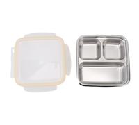 Hamwesh Boîte à Déjeuner en Acier Inoxydable, Récipient de Stockage de Nourriture en Métal à 3 Compartiments étanche avec Joints en Silicone 4 Loquets pour Enfants Adultes, Passe au -ondes,