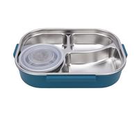 Hamwesh Boîte à Déjeuner en Acier Inoxydable, Récipient de Stockage des Aliments de 1,5 L, Boîte à Bento à 4 Compartiments avec Bol à Soupe, Cuillère, Baguettes pour le Bureau, L'école (bleu jaune)