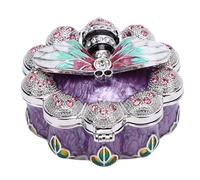 Hamwesh Boîte de Rangement de Bijoux, Récipient en Métal Décoratif en Strass pour Bagues, Boucles D'oreilles, Colliers, avec Figurine D'abeille pour Coiffeuse, Décoration de Bureau (PURPLE)