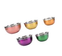 Hamwesh Bols à Mélanger, 5 Pièces en Acier Inoxydable épaissi Polyvalent en Acier Inoxydable avec Couvercles pour la Cuisson des Salades et la Cuisine (Tapez 2)