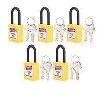 Hamwesh Cadenas de Verrouillage Compact en Nylon de 38 Mm, 5 Ensembles de Cadenas de sécurité, de Verrouillage Léger pour Pneumatique Hydraulique électrique, Verrou de X5 (YELLOW)
