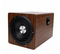 Hamwesh Caisson de Basses amplifié de 6,5 Pouces et 100 W (Prise UE) | Caisson de basses indépendant pour home cinéma, enceinte HiFi, boîtier rectangulaire arrondi, coloris chêne, pour la maison
