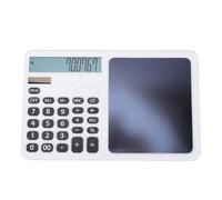 Hamwesh Calculatrice avec Bloc Notes, Tablette D'écriture Multifonctionnelle à Grand écran à 12 Chiffres, écran Effaçable et Verrouillable avec Stylet, Alimentée par énergie Solaire et (White)