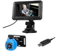 Hamwesh Caméra de Voiture pour bébé, Moniteur pour bébé de Voiture orienté vers l'arrière 1080P avec Vision Nocturne, Grand Angle de 150, Rotatif à 360 °, pour Nourrissons, Enfants et Animaux de