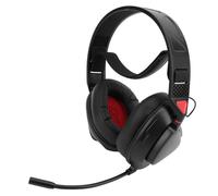 Hamwesh Casque de Jeu PC, Bluetooth 2,4 G Filaire, 4 Modes, Microphone Rotatif, Casque de Jeu Léger sur l'oreille avec Batterie 1000 MAh, pour PC (Noir Rouge)