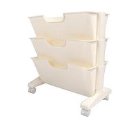 Hamwesh Chariot de Livre à 3 Niveaux, Rack de Rangement Rotatif avec des Roues pour l'étude du Bureau à Domicile, Organisateur de Bibliothèque Mobile pour Les Bourses d'albums de Fichiers (White)