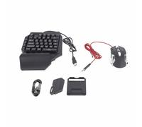 Hamwesh Clavier de Jeu, 35 Touches USB RVB 5.0, Double Ports USB Plug and Play, sans Conflit, Clavier de Jeu à Une Main, Souris de et Combinés avec Convertisseur, Repose-Poignet Ergonomique pour