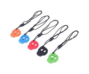 Hamwesh Colliers à Mâcher pour les Enfants Sensoriels, 5pcs en Silicone Moteur Oral Aide à la Conception de la Forme du Crâne pour l'anxiété de TDAH de l'autisme
