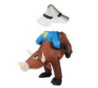 Hamwesh Costume de Cavalier de Taureau Gonflable, Tenue de Fête Amusante avec Chapeau Assorti, pour Halloween, Carnavals de Noël, Cosplay, Activités de Plein Air