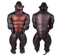 Hamwesh Costume d'halloween Gonflable, Costume de Gorille à Gonflage Rapide, de King avec Souffleur pour Adultes et Enfants dans Les Parcs, Zoos, Halloween, Noël, Fêtes du Nouvel an (X117)