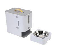 Hamwesh Distributeur de Nourriture pour Animaux de Compagnie, Grande capacité avec Fenêtre Transparente pour Usage Domestique en Intérieur, Bol en Acier Inoxydable, Récipient Hermétique, Solution de