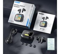 Hamwesh Écouteurs sans Fil, Traduction en Temps Réel AI Bluetooth 5.4, Suppression du Bruit avec écran Tactile Couleur pour Les Voyages d'affaires (Black)