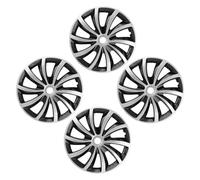 Hamwesh Enjoliveur de Roue Léger de 15 Pouces, Ajustement Universel, Installation Facile à Clipser, Enjoliveur de Moyeu de Roue avec 4 Pièces pour Roues en Acier 500 V40 Seat 208 (Argent Noir)