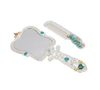 Hamwesh Ensemble de Peignes Miroir Antique, Thème Château en Alliage de Zinc, Miroir à Main Vintage Pliable Exquis, Ensemble de Peignes Vintage avec une Grande clarté et une Prise Confortable pour