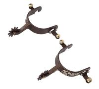 Hamwesh Éperons à Cheval, Bronze Vintage Fleurs Sculptées à la Main à Faible Teneur en Carbone en Acier Occidental Cow-Boy avec équipement Tournant pour Décoration de Chaussures de Cheval