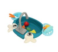Hamwesh Évier de Jeu à Eau Courante, Jouet de Cuisine pour Enfants de Simulation à Piles, Lave-Vaisselle électrique avec Panier de Vidange de Cycle d'eau simulé et Bassin de Rangement pour Les (Blue)